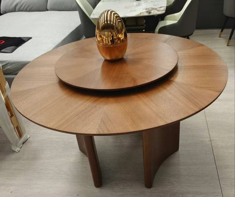 Solid wood round table with turntable