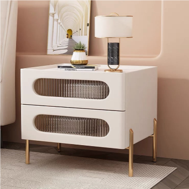 AURELIA WOODEN BEDSIDE TABLE WITH TWO DRAWERS (Copy)