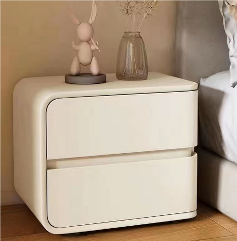 AURELIA WOODEN BEDSIDE TABLE WITH TWO DRAWERS