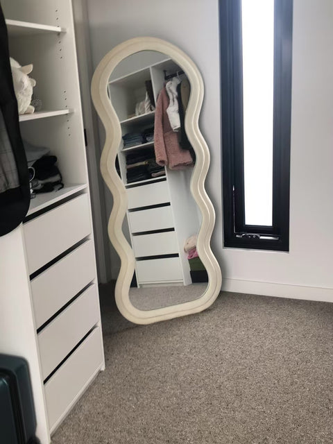 White Velvet Wave mirror