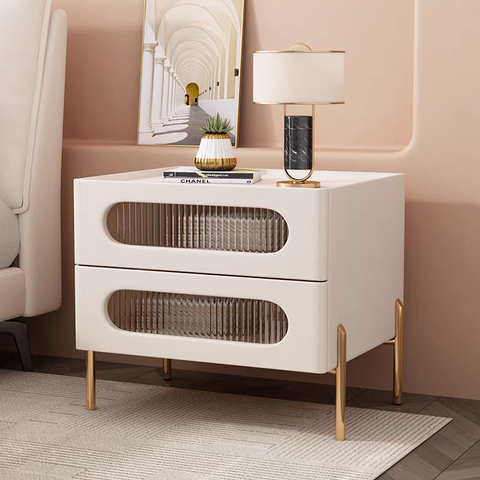 Glass bedside cabinet