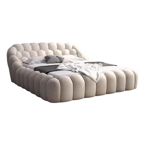 Moushy Luxurious Beige Leathaire Bed Frame Double/Queen/King