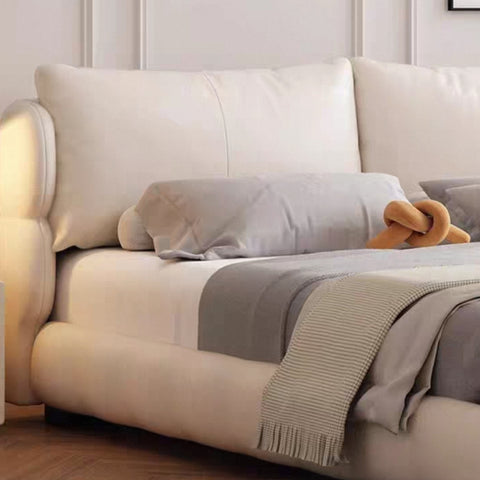 Leather cream puff style bed frame Single/Double/Queen/King
