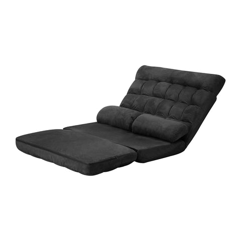 Oikiture Lounge Sofa Bed Floor Recliner 2 seater Folding Green Charcoal