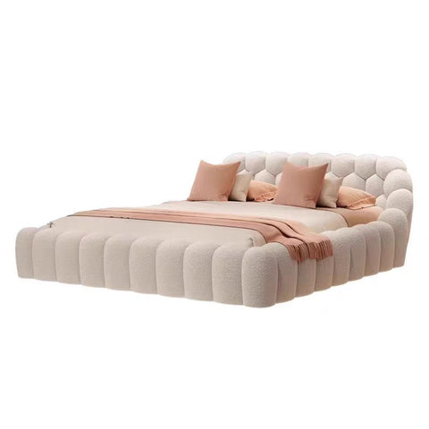 Moushy Luxurious Beige Leathaire Bed Frame Double/Queen/King