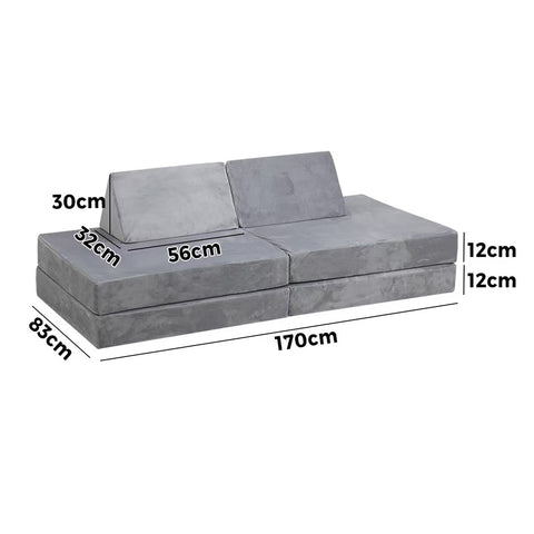 Mazam Kids Play Couch Modular Foam Sofa Bed DIY 2 Seater Grey Pink Green