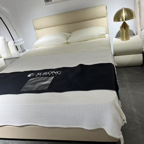 Genuine khaki Leather Bed
