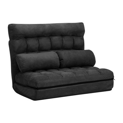 Oikiture Lounge Sofa Bed Floor Recliner 2 seater Folding Green Charcoal
