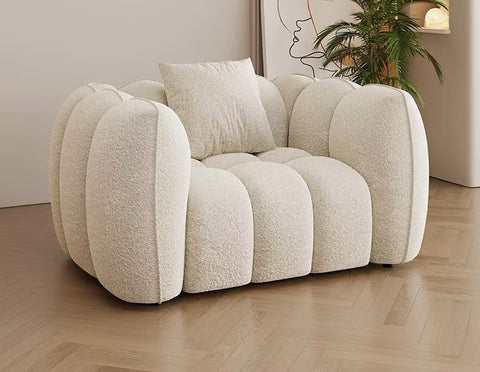 White Velvet Pumpkin Sofa with High-Resilience Foam