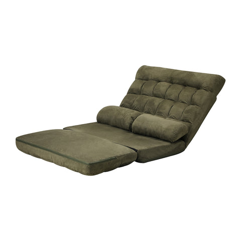 Oikiture Lounge Sofa Bed Floor Recliner 2 seater Folding Green Charcoal