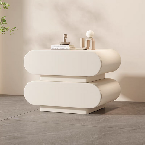 Solid wood leather bedside table