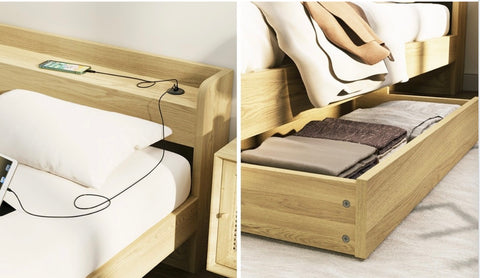 Solid wood tatami bed Single/KingSingle/Double/Queen/King