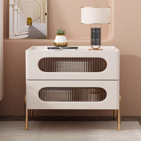 Glass bedside cabinet