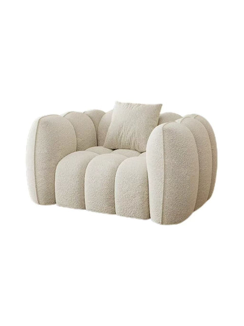 White Velvet Pumpkin Sofa with High-Resilience Foam