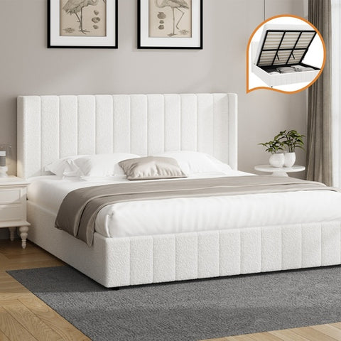AMG-Tufted Bedhead Boucle Fabric White Single/KingSingle/Double/Queen/King