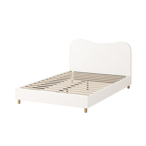 AMG-Bed Frame White Boucle Cloud Shape