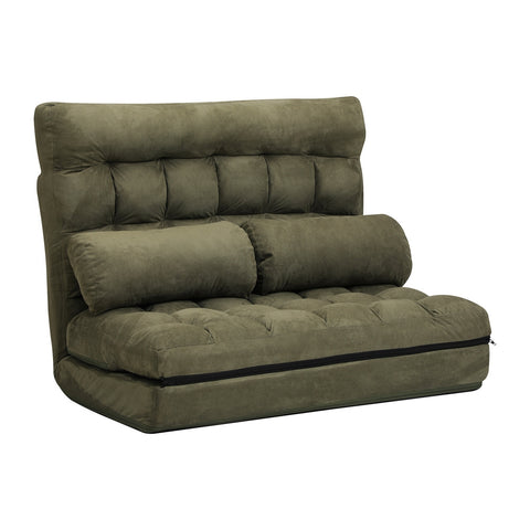 Oikiture Lounge Sofa Bed Floor Recliner 2 seater Folding Green Charcoal