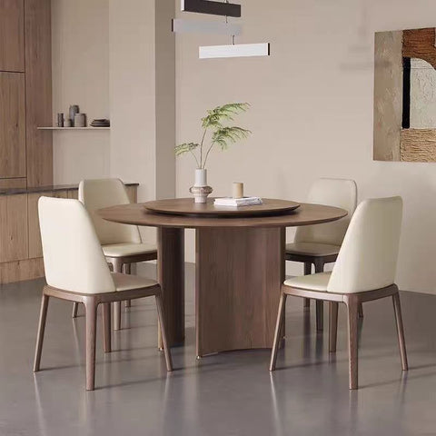 Solid wood round table with turntable