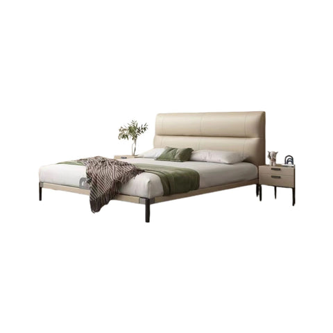 Genuine khaki Leather Bed