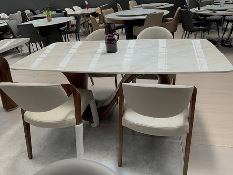 VITALE MARBLE & WOOD DINING-TABLE