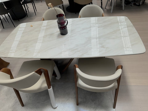 VITALE MARBLE & WOOD DINING-TABLE