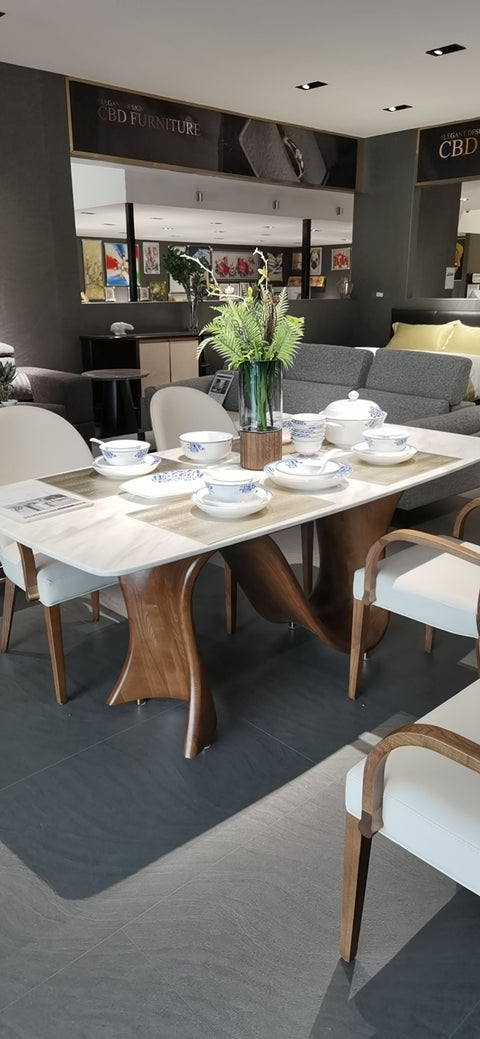 VITALE MARBLE & WOOD DINING-TABLE