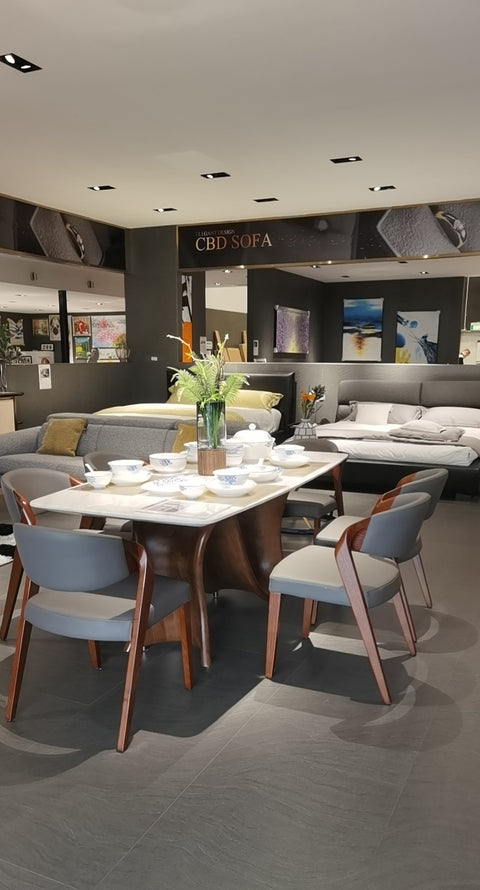 VITALE MARBLE & WOOD DINING-TABLE