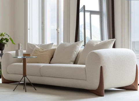 WOODEN WHITE COUCH