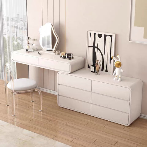Six-bucket dresser with mirror