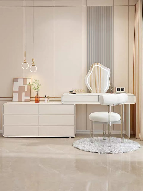 Six-bucket dresser with mirror