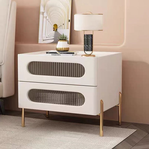 AURELIA WOODEN BEDSIDE TABLE WITH TWO DRAWERS (Copy)
