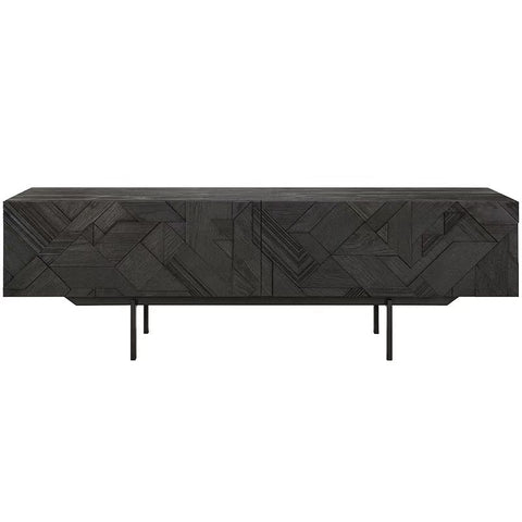 Black carved edge Side cabinet