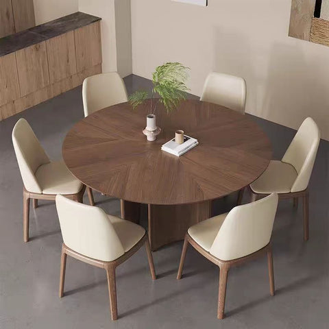 Solid wood round table with turntable