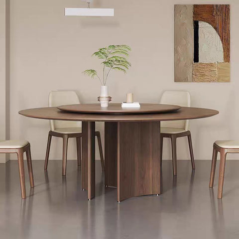 Solid wood round table with turntable