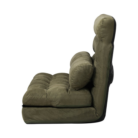Oikiture Lounge Sofa Bed Floor Recliner 2 seater Folding Green Charcoal