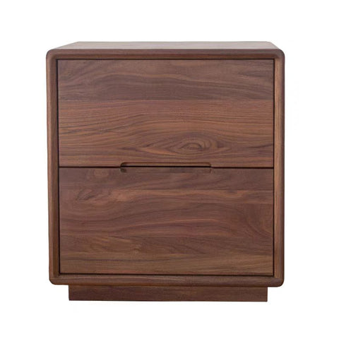 Solid Wood Bedside Table with Two Drawers in Dark Brown Finish