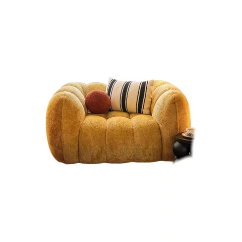 White Velvet Pumpkin Sofa with High-Resilience Foam