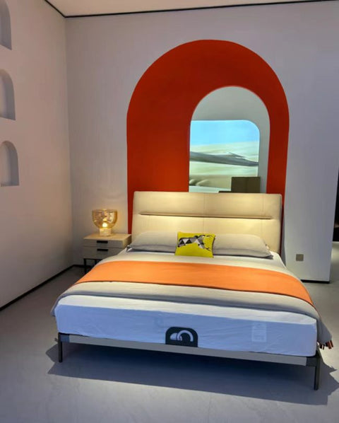 Genuine khaki Leather Bed