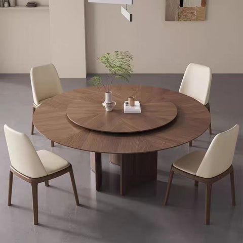Solid wood round table with turntable