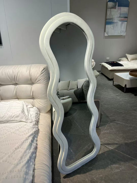 White Velvet Wave mirror