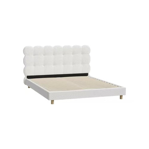 AMG-Tufted Bedhead Boucle Fabric White Single/KingSingle/Double/Queen/King