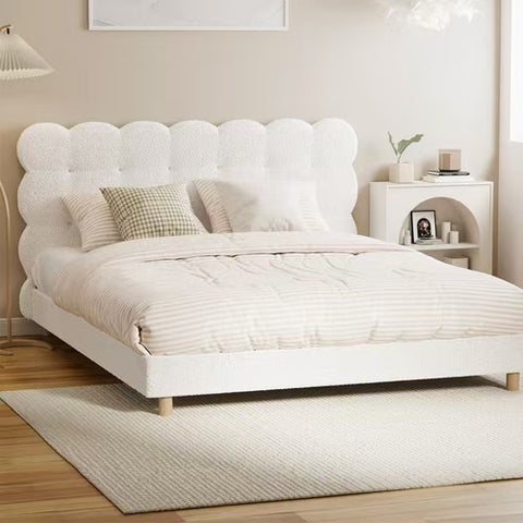 AMG-Tufted Bedhead Boucle Fabric White Single/KingSingle/Double/Queen/King