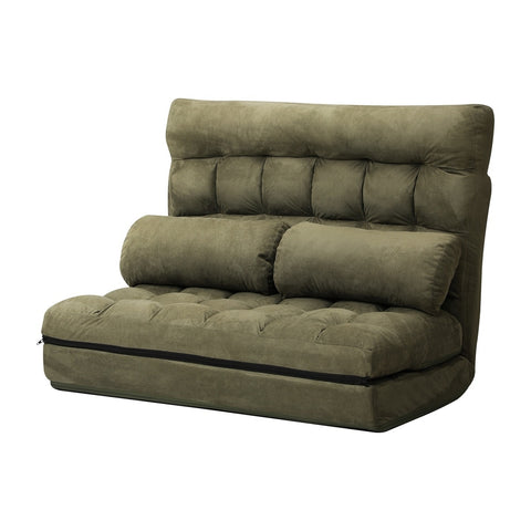 Oikiture Lounge Sofa Bed Floor Recliner 2 seater Folding Green Charcoal