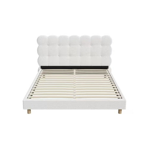 AMG-Tufted Bedhead Boucle Fabric White Single/KingSingle/Double/Queen/King