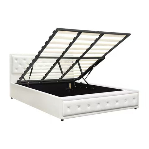 AMG-Bed Frame with Storage Space Gas Lift White Single/KingSingle/Double/Queen/King