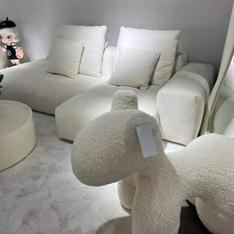 French-style vintage lambskin sofa
