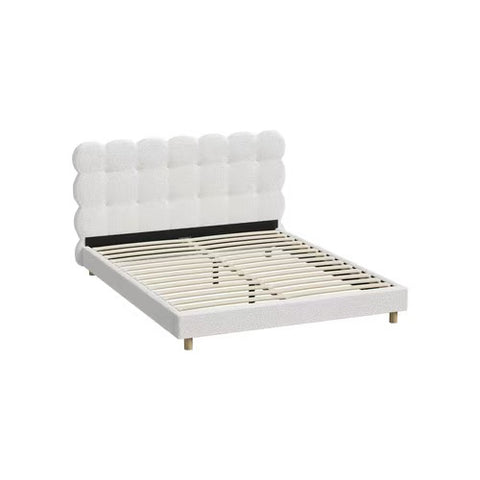 AMG-Tufted Bedhead Boucle Fabric White Single/KingSingle/Double/Queen/King