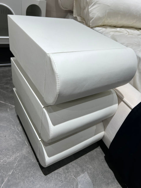Three drawer Leather bedside table