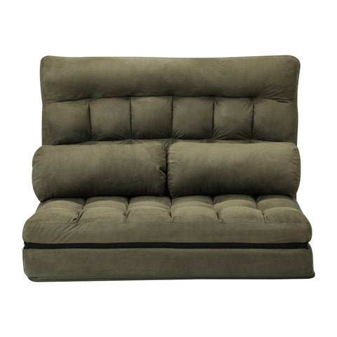 Oikiture Lounge Sofa Bed Floor Recliner 2 seater Folding Green Charcoal