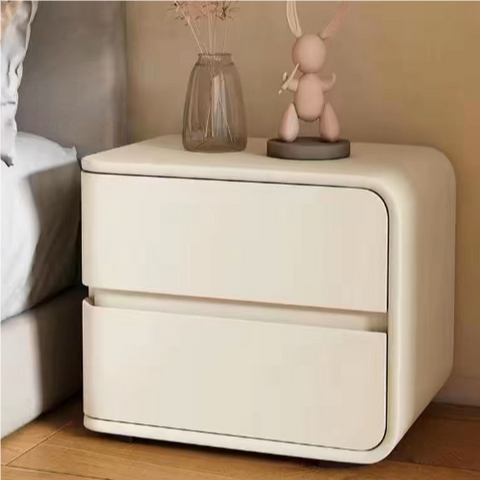 AURELIA WOODEN BEDSIDE TABLE WITH TWO DRAWERS